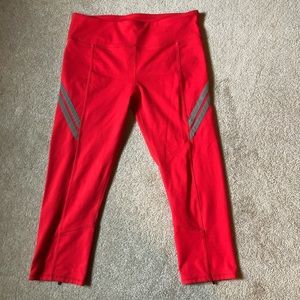 Bright red crop leggings
